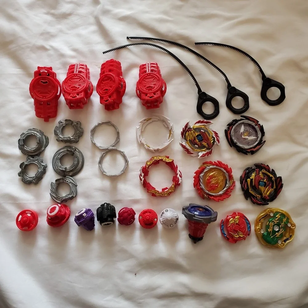 Beyblade Lot‎ Includes Launchers, Tips, Metal Forge,  Burst Rings,  Beys